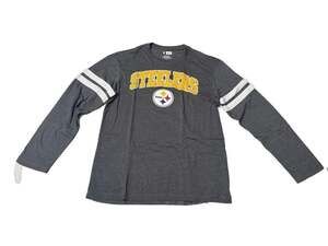 Pittsburgh Steelers Men's Gray Long Sleeve T-Shirt with Sleeve Stripes